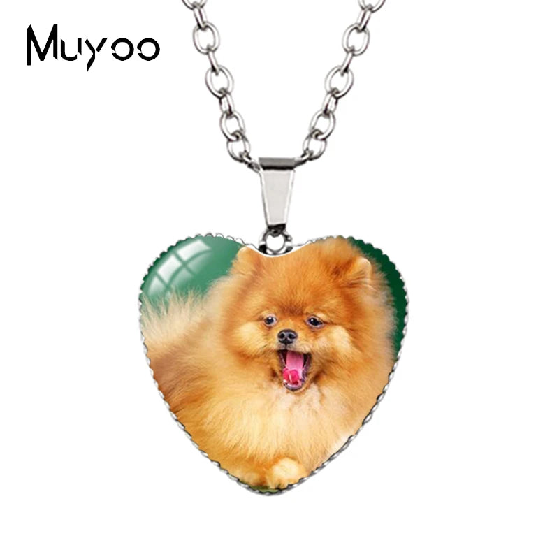 New Arrival Cute Pets Animal Lovely Puppy Heart Pendant Handmade Dog Pets Heart Necklace Jewelry HZ3