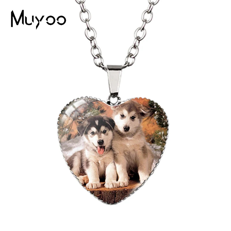 New Arrival Cute Pets Animal Lovely Puppy Heart Pendant Handmade Dog Pets Heart Necklace Jewelry HZ3