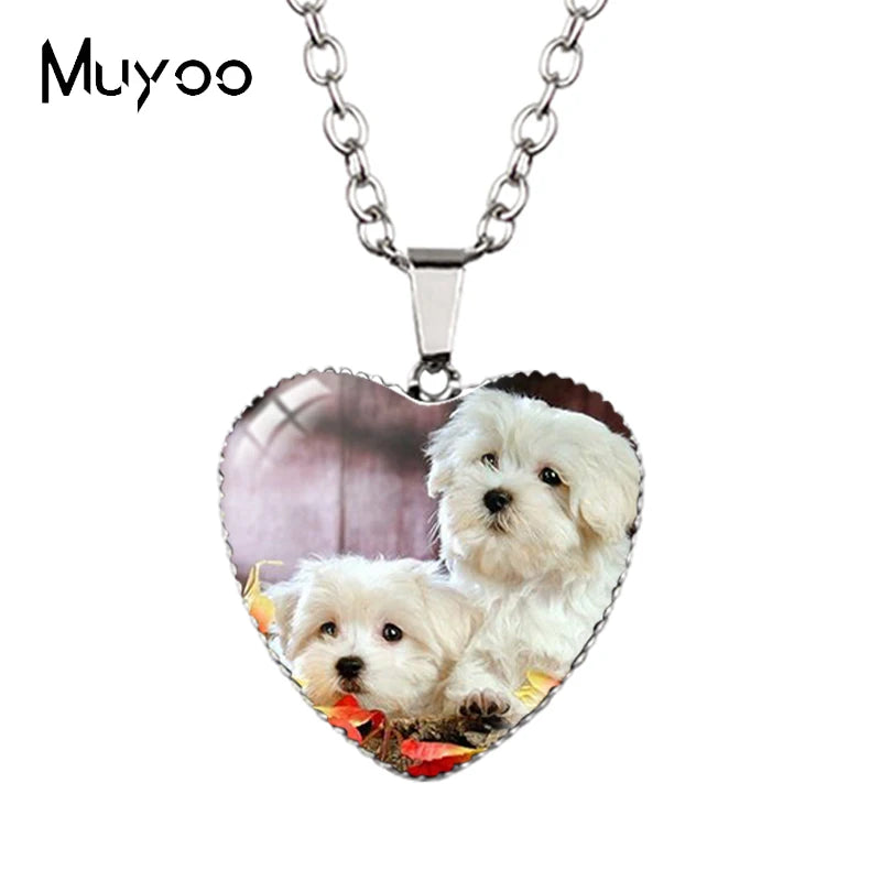New Arrival Cute Pets Animal Lovely Puppy Heart Pendant Handmade Dog Pets Heart Necklace Jewelry HZ3