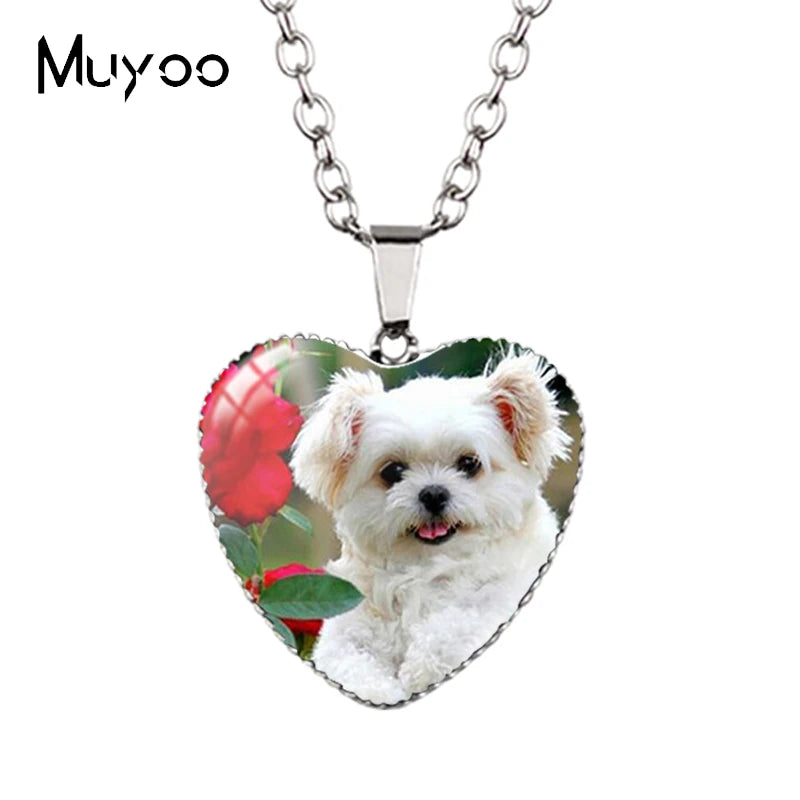 New Arrival Cute Pets Animal Lovely Puppy Heart Pendant Handmade Dog Pets Heart Necklace Jewelry HZ3