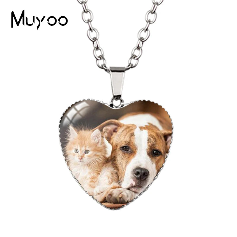 New Arrival Cute Pets Animal Lovely Puppy Heart Pendant Handmade Dog Pets Heart Necklace Jewelry HZ3