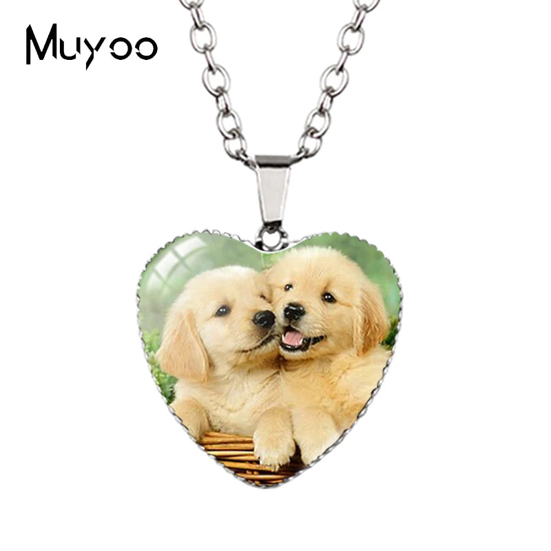 New Arrival Cute Pets Animal Lovely Puppy Heart Pendant Handmade Dog Pets Heart Necklace Jewelry HZ3