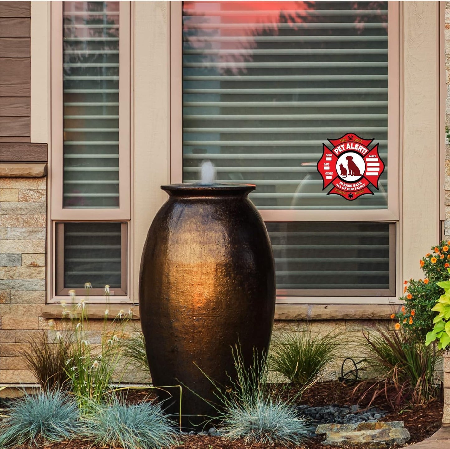 Pet Alert Stickers- FIRE Safety Alert and Rescue (6 Pack) - save Your Pets Encase of Emergency or Danger Pets in Home for Windows, Doors Sign (6PK, Fireman Symbol)