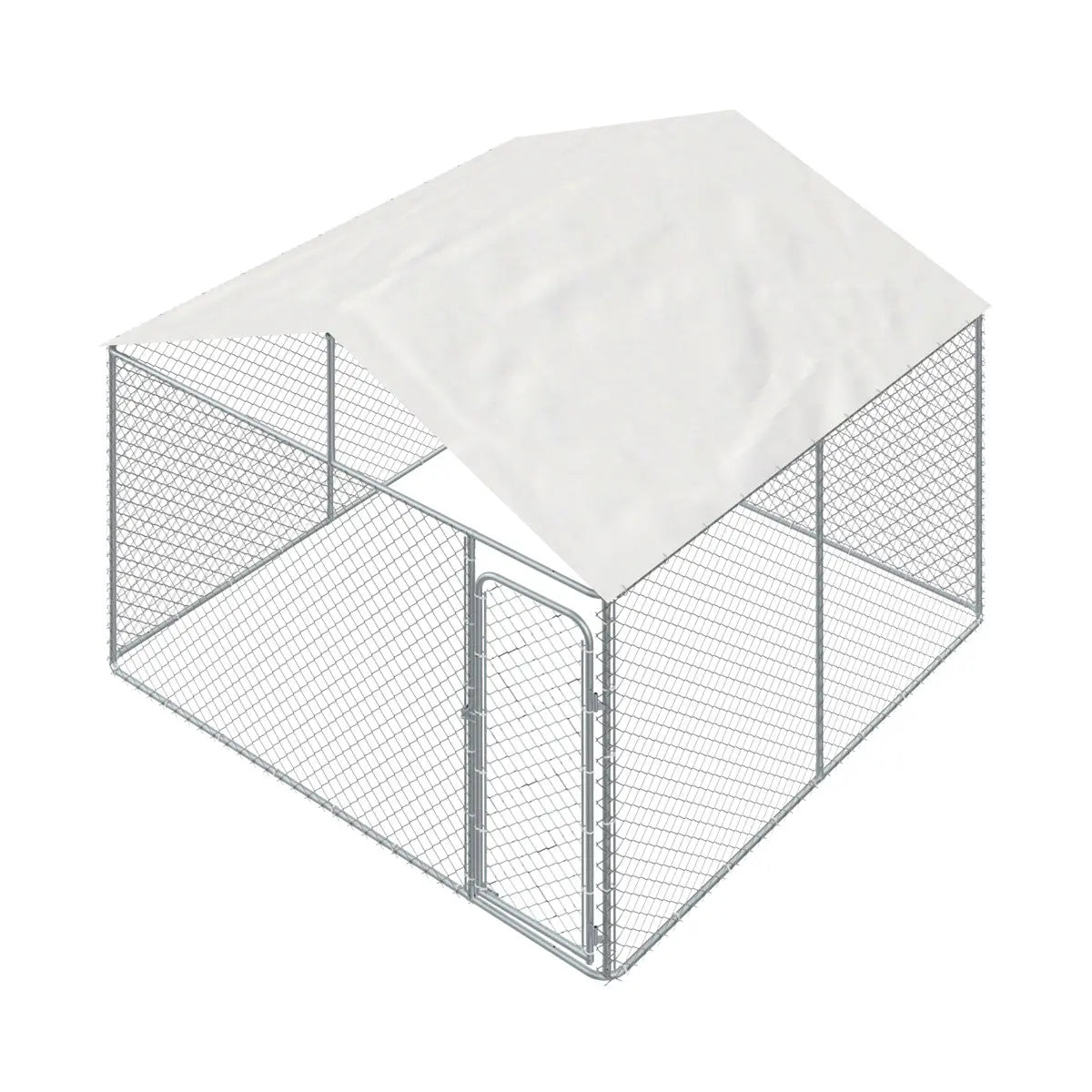 10’ X 10’ Outdoor Dog Kennel Playpen W/Cover, Outdoor Dog Runner, Pet Exercise House, Lockable Gate, 6’ Chain-Link Fence, TMG-DCP1010