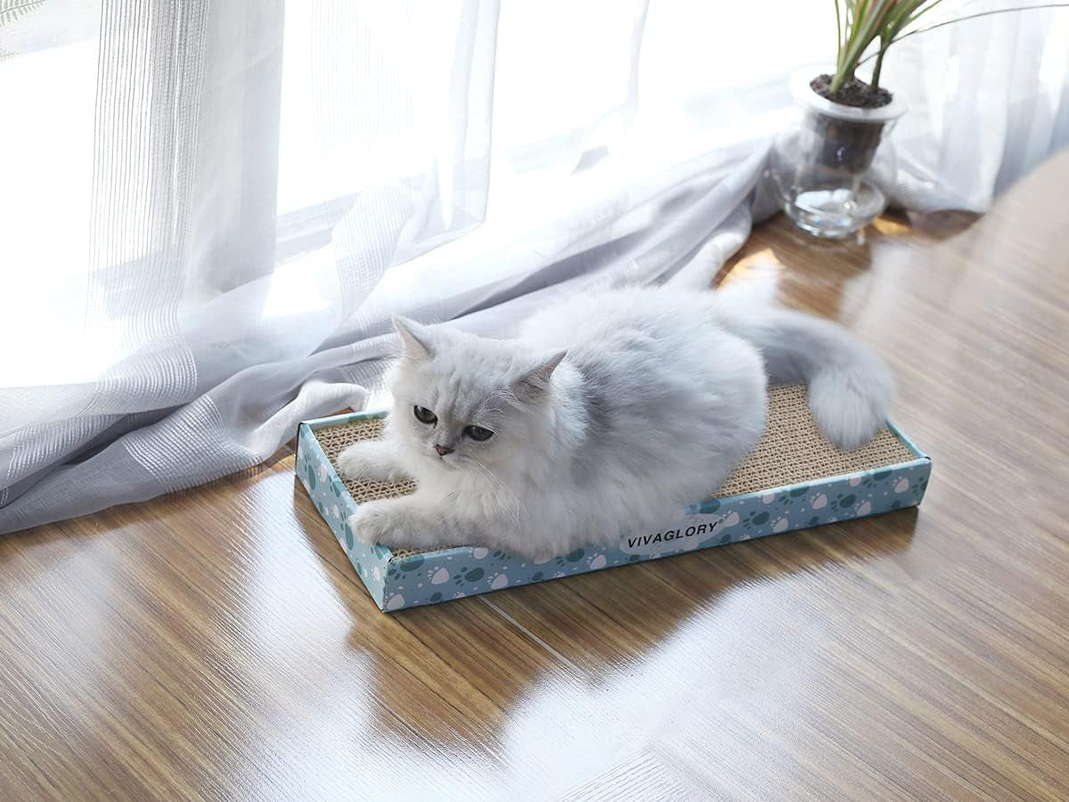 Cat Scratcher, Scratching Pads with Box, Reversible Board for Indoor Cats Kitty, Cardboard Scratchers, Catnip Included, 3 Pack, Regular
