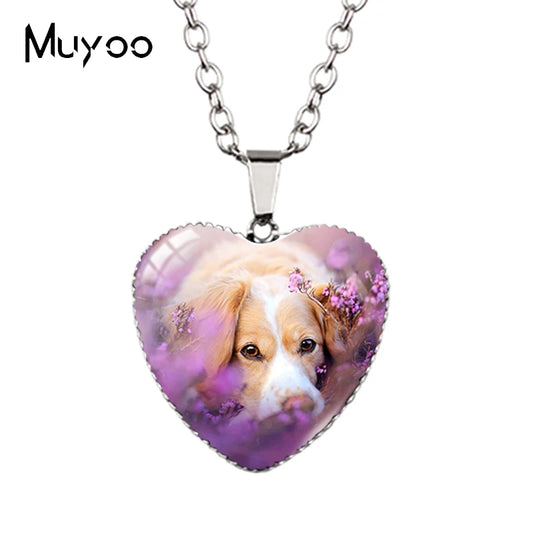 New Arrival Cute Pets Animal Lovely Puppy Heart Pendant Handmade Dog Pets Heart Necklace Jewelry HZ3
