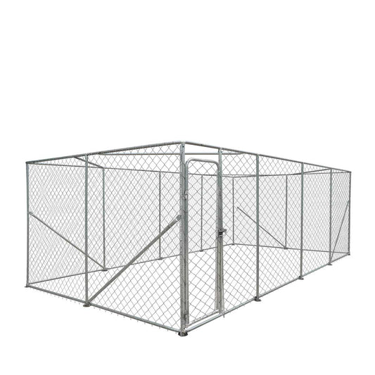 10’ X 20’ Outdoor Dog Kennel Playpen, Outdoor Dog Runner, Pet Exercise House, Lockable Gate, 6’ Chain-Link Fence, TMG-DCP1020