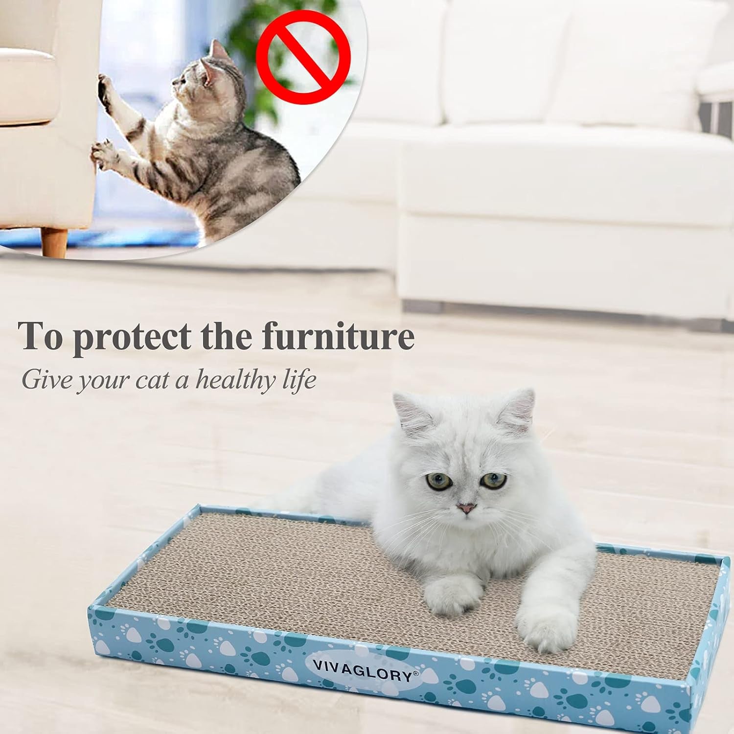 Cat Scratcher, Scratching Pads with Box, Reversible Board for Indoor Cats Kitty, Cardboard Scratchers, Catnip Included, 3 Pack, Regular