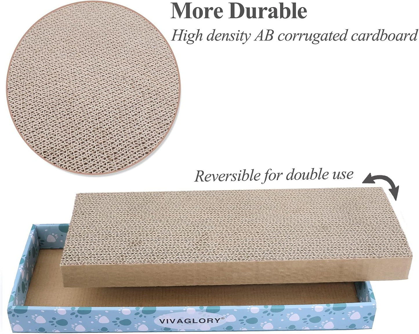 Cat Scratcher, Scratching Pads with Box, Reversible Board for Indoor Cats Kitty, Cardboard Scratchers, Catnip Included, 3 Pack, Regular