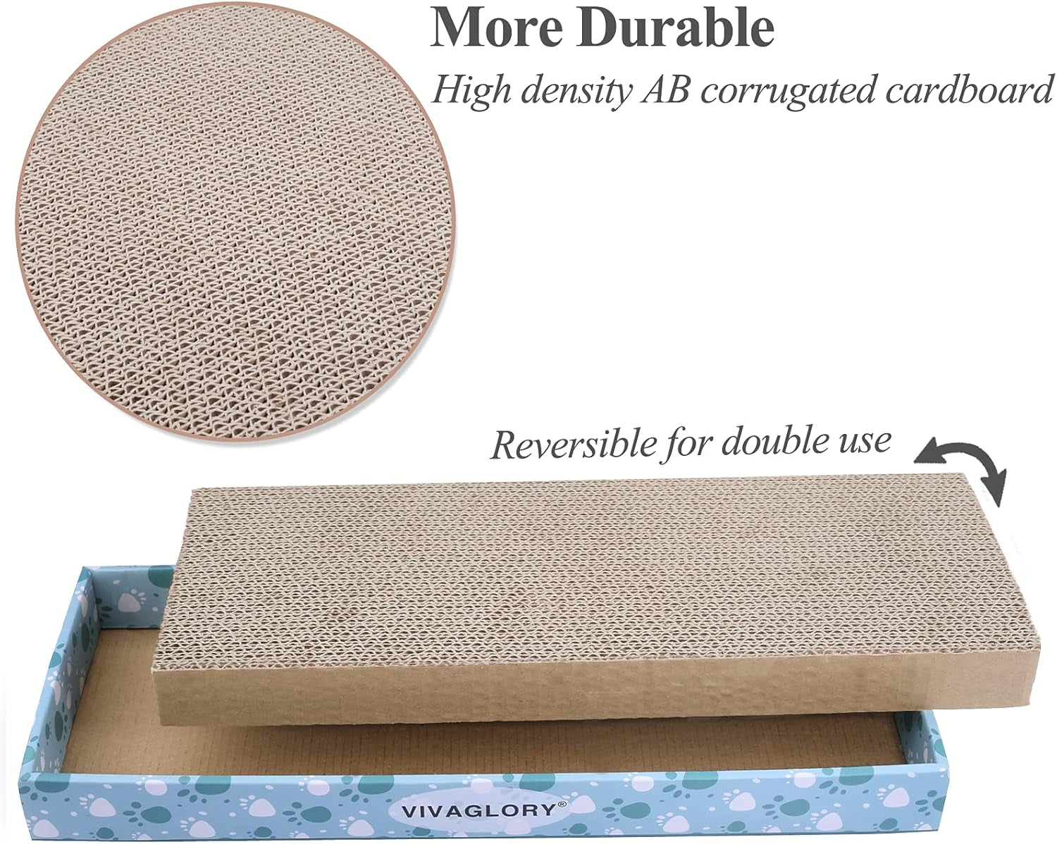 Cat Scratcher, Scratching Pads with Box, Reversible Board for Indoor Cats Kitty, Cardboard Scratchers, Catnip Included, 3 Pack, Regular