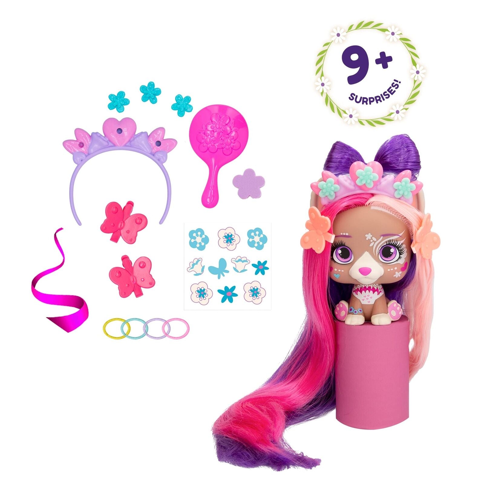 VIP Pets - Spring Vibes Series - Includes 1 VIP Pets Doll, 9 Surprises, 6 Acc...